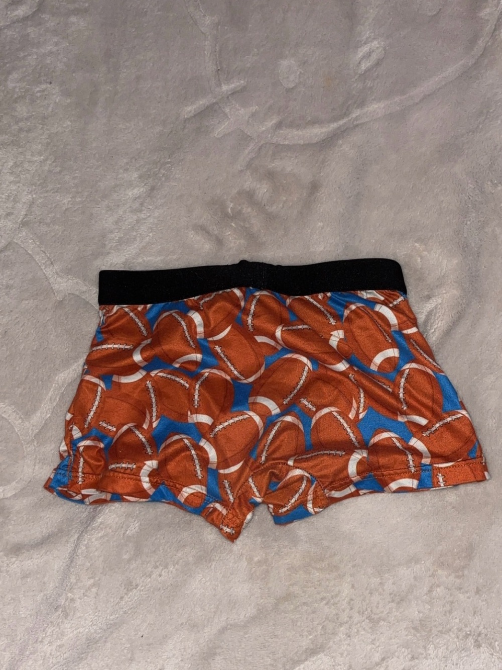 blue & orange football print boxer shorts